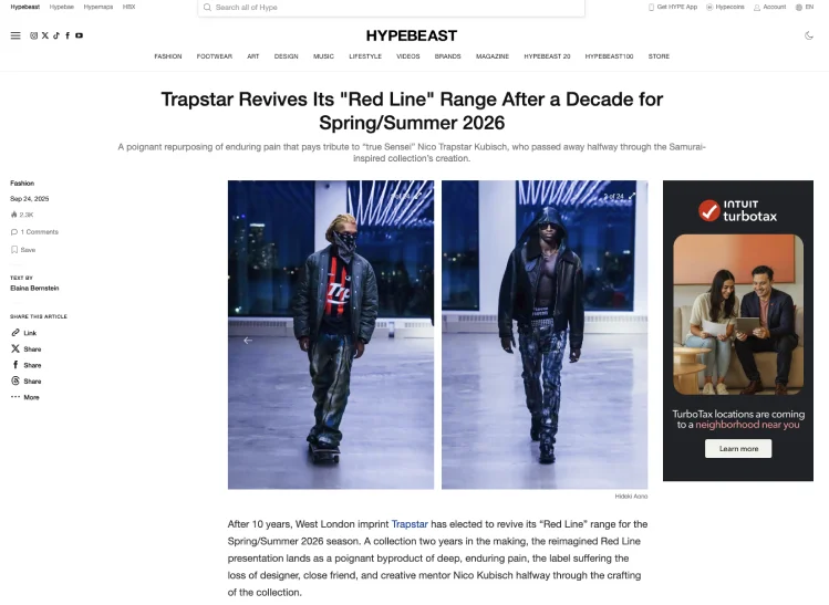trapstar ss26 red line collection runway nyfw spring summer 2026 — Hypebeast // Trapstar
